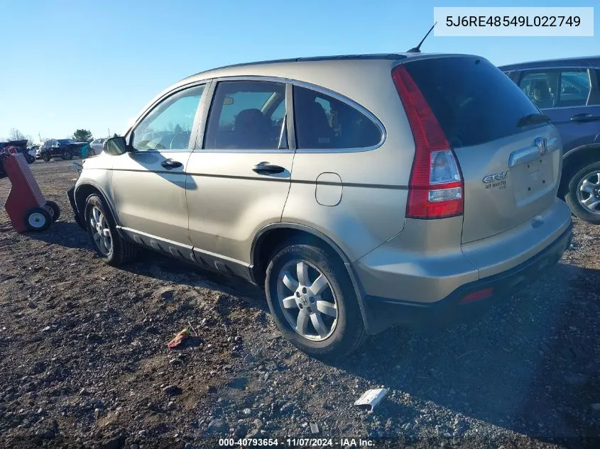 5J6RE48549L022749 2009 Honda Cr-V Ex