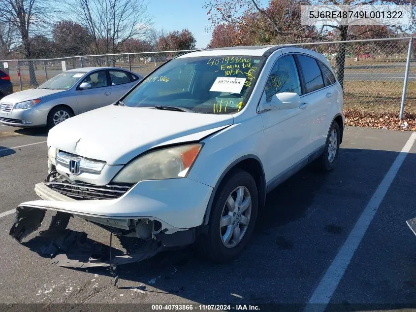 2009 Honda Cr-V Ex-L VIN: 5J6RE48749L001322 Lot: 40793866