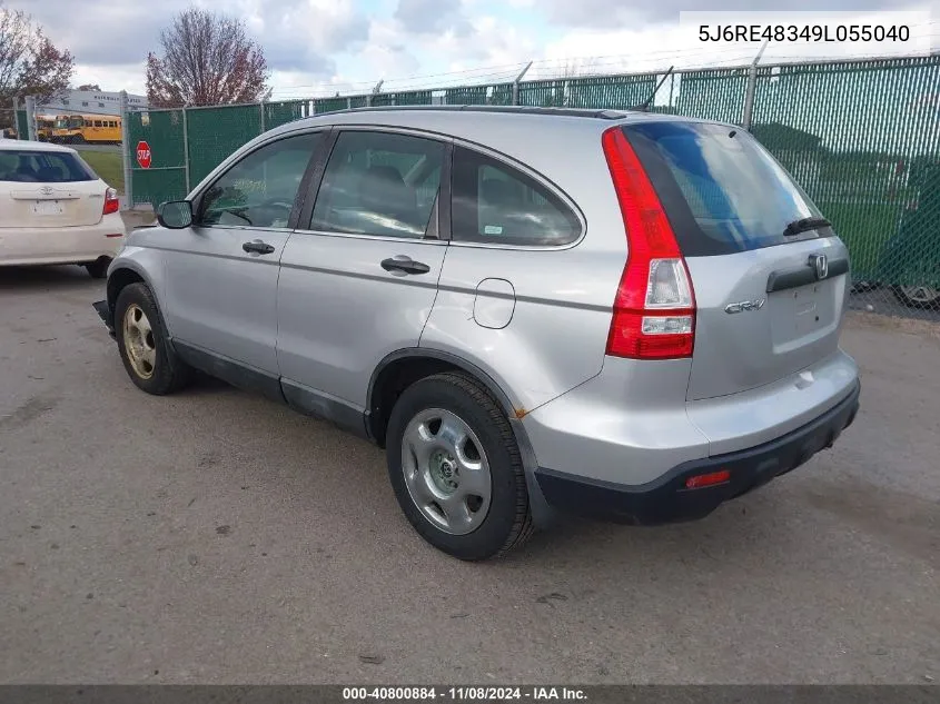 2009 Honda Cr-V Lx VIN: 5J6RE48349L055040 Lot: 40800884