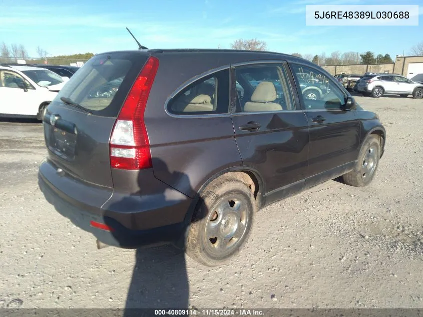 2009 Honda Cr-V Lx VIN: 5J6RE48389L030688 Lot: 40809114