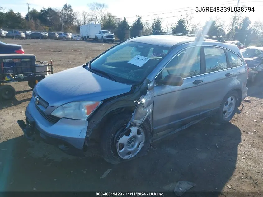 2009 Honda Cr-V Lx VIN: 5J6RE48339L038794 Lot: 40819429