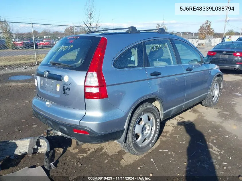 2009 Honda Cr-V Lx VIN: 5J6RE48339L038794 Lot: 40819429