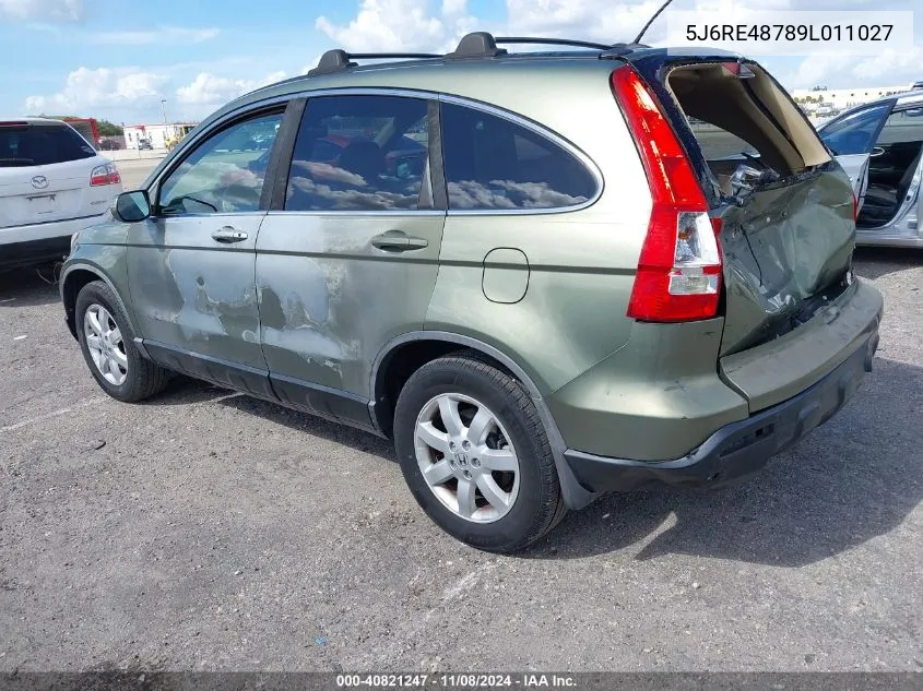 2009 Honda Cr-V Ex-L VIN: 5J6RE48789L011027 Lot: 40821247