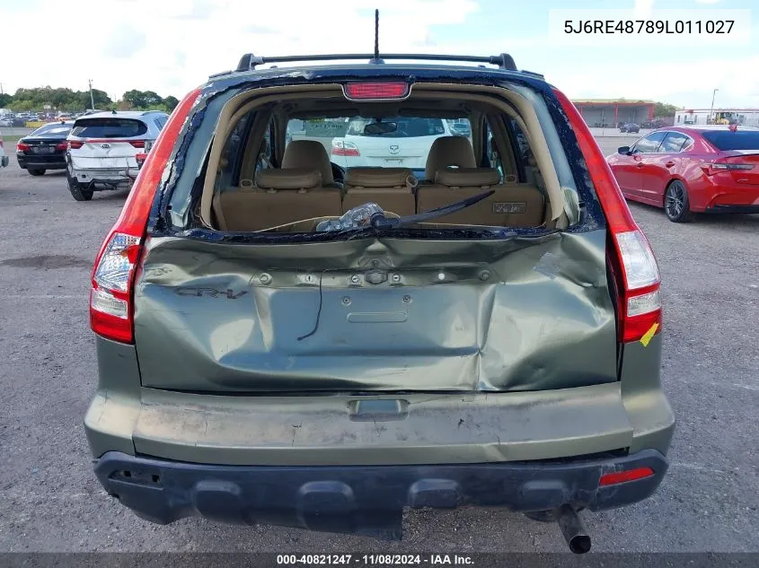 2009 Honda Cr-V Ex-L VIN: 5J6RE48789L011027 Lot: 40821247