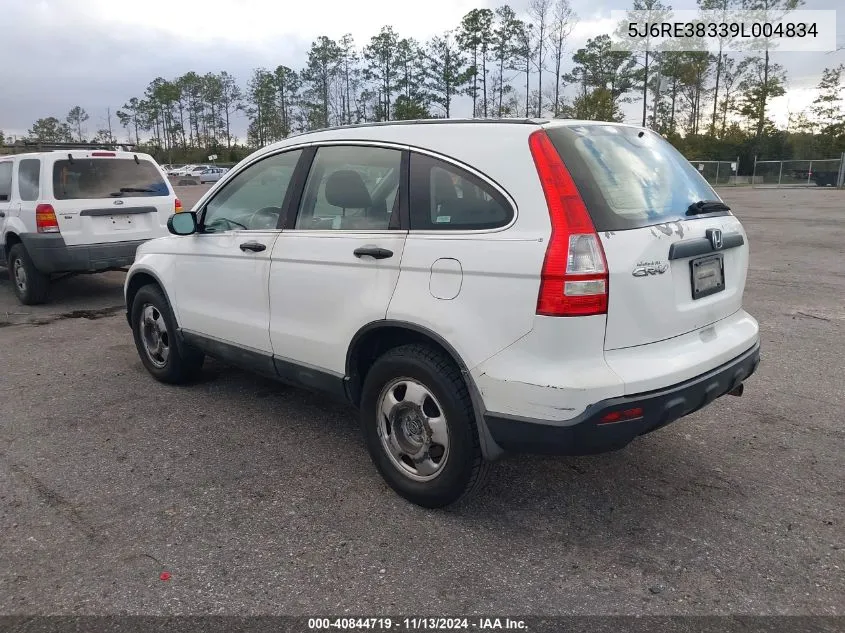 2009 Honda Cr-V Lx VIN: 5J6RE38339L004834 Lot: 40844719