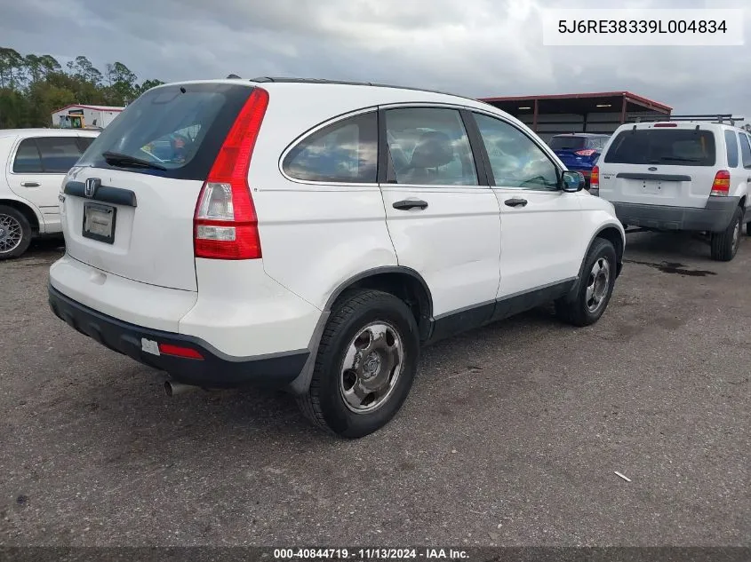 2009 Honda Cr-V Lx VIN: 5J6RE38339L004834 Lot: 40844719