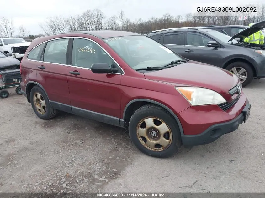 2009 Honda Cr-V Lx VIN: 5J6RE48309L002092 Lot: 40866590