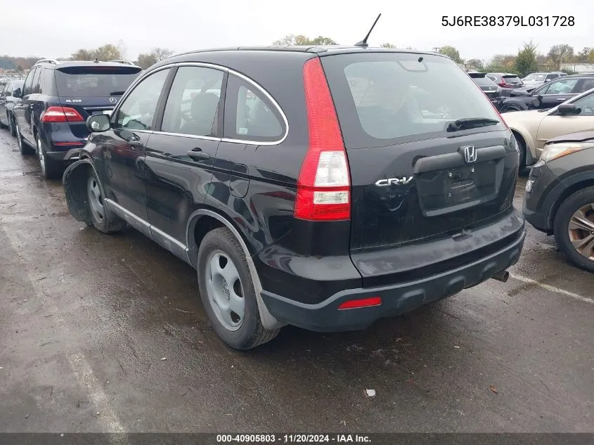 2009 Honda Cr-V Lx VIN: 5J6RE38379L031728 Lot: 40905803