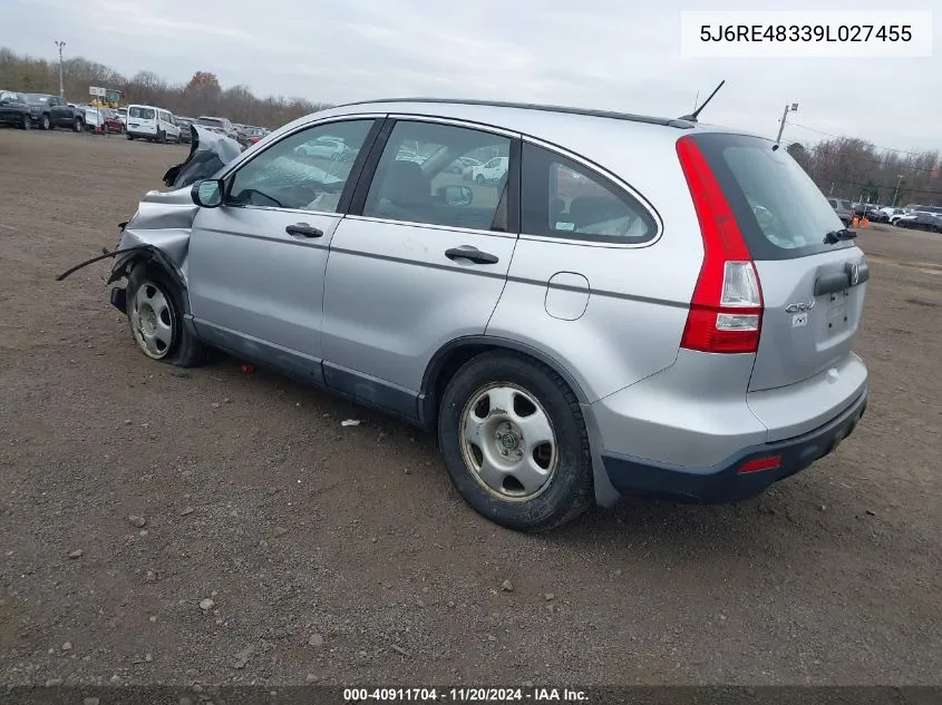 2009 Honda Cr-V Lx VIN: 5J6RE48339L027455 Lot: 40911704