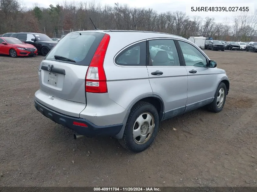 2009 Honda Cr-V Lx VIN: 5J6RE48339L027455 Lot: 40911704