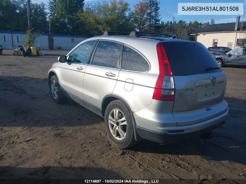 2010 Honda Cr-V Ex VIN: 5J6RE3H51AL801508 Lot: 12114697