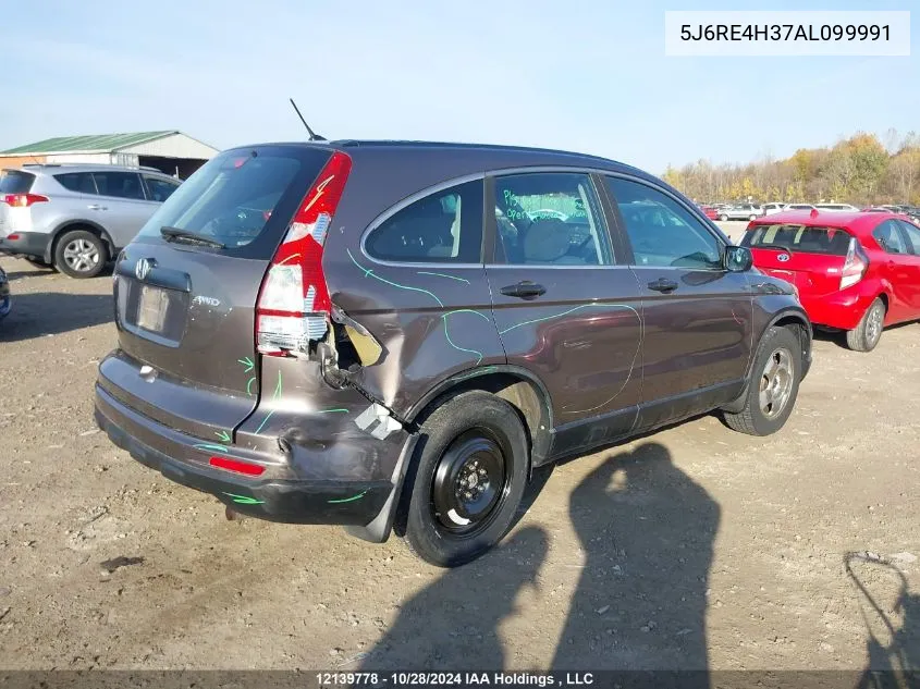 2010 Honda Cr-V Lx VIN: 5J6RE4H37AL099991 Lot: 12139778