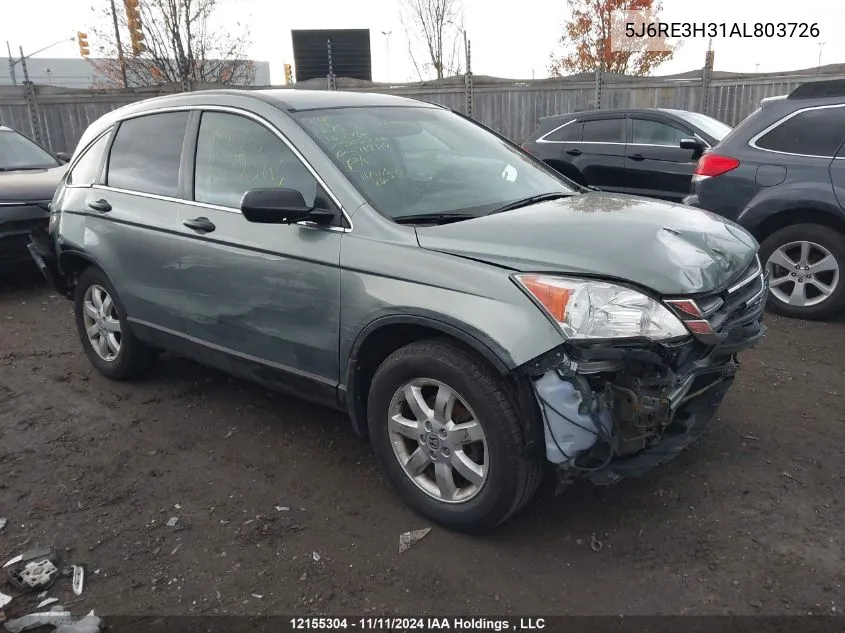 2010 Honda Cr-V VIN: 5J6RE3H31AL803726 Lot: 12155304