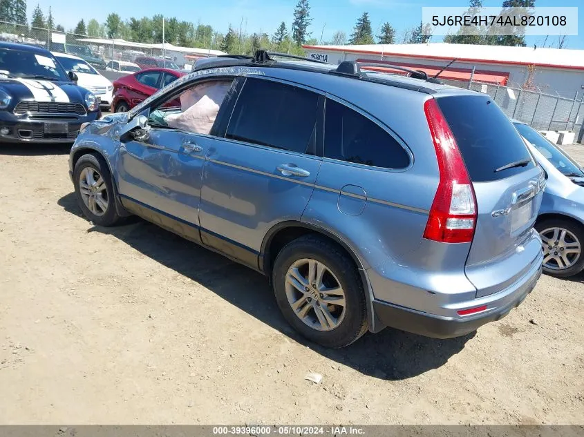 2010 Honda Cr-V Ex-L VIN: 5J6RE4H74AL820108 Lot: 39396000