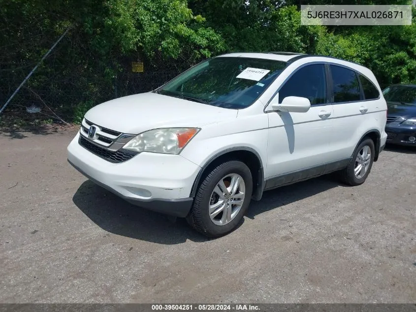 2010 Honda Cr-V Ex-L VIN: 5J6RE3H7XAL026871 Lot: 39504251