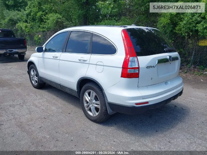 2010 Honda Cr-V Ex-L VIN: 5J6RE3H7XAL026871 Lot: 39504251