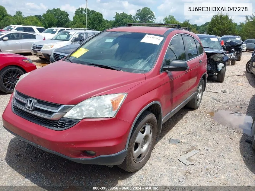 2010 Honda Cr-V Lx VIN: 5J6RE3H3XAL047278 Lot: 39539956