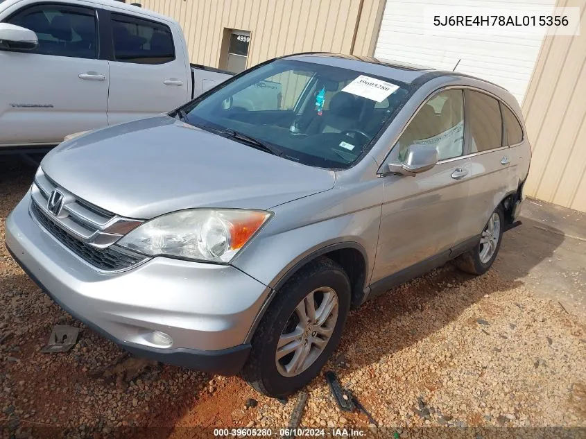 2010 Honda Cr-V Ex-L VIN: 5J6RE4H78AL015356 Lot: 39605280