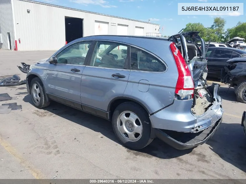 2010 Honda Cr-V Lx VIN: 5J6RE4H3XAL091187 Lot: 39640316