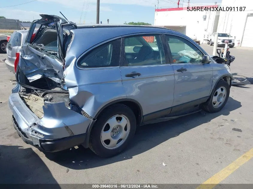 2010 Honda Cr-V Lx VIN: 5J6RE4H3XAL091187 Lot: 39640316