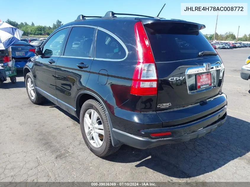 2010 Honda Cr-V Ex-L VIN: JHLRE4H78AC008772 Lot: 39836369