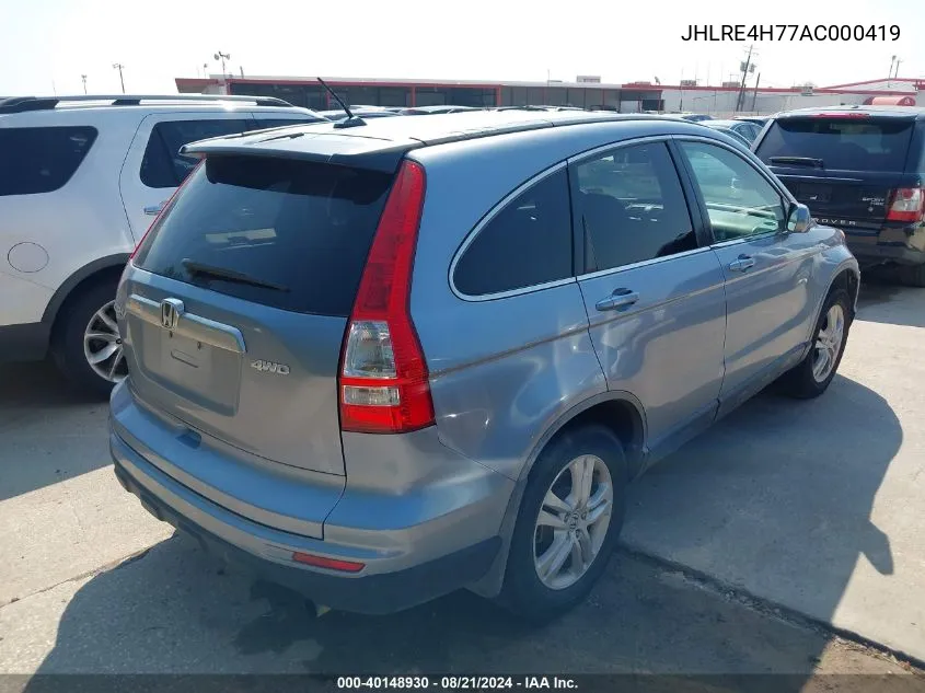 2010 Honda Cr-V Ex-L VIN: JHLRE4H77AC000419 Lot: 40148930