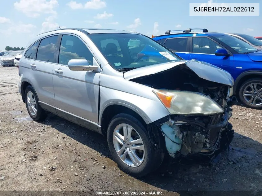 2010 Honda Cr-V Ex-L VIN: 5J6RE4H72AL022612 Lot: 40220707