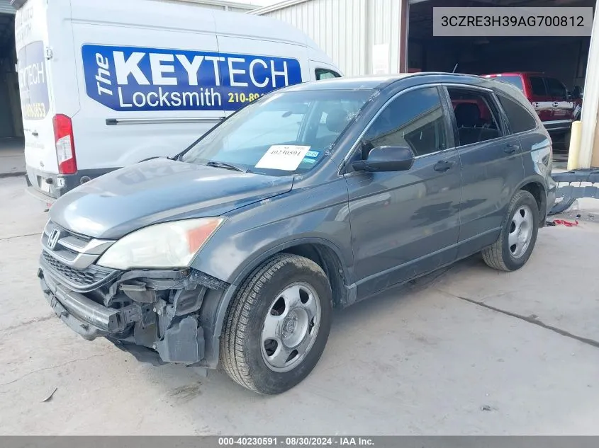 2010 Honda Cr-V Lx VIN: 3CZRE3H39AG700812 Lot: 40230591