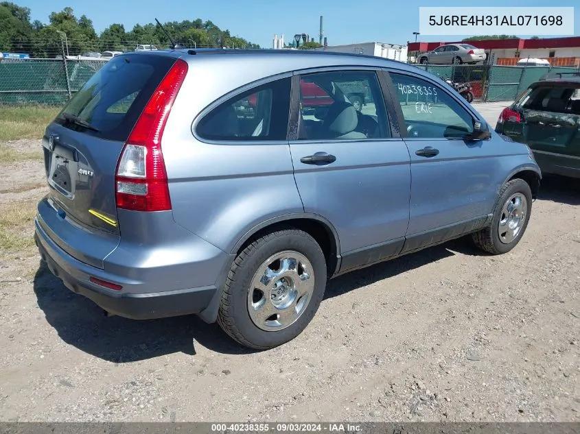 2010 Honda Cr-V Lx VIN: 5J6RE4H31AL071698 Lot: 40238355