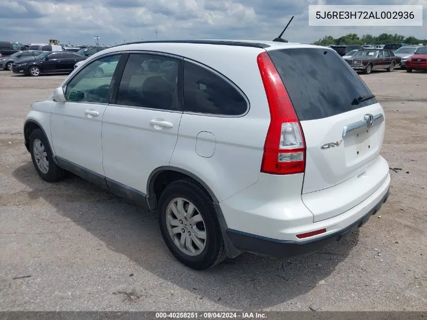 2010 Honda Cr-V Ex-L VIN: 5J6RE3H72AL002936 Lot: 40258251