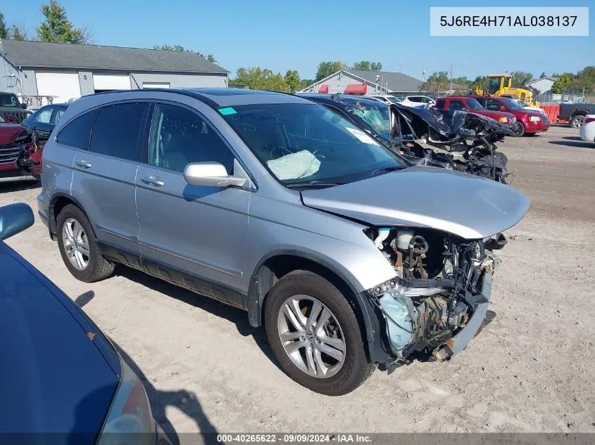 2010 Honda Cr-V Ex-L VIN: 5J6RE4H71AL038137 Lot: 40265622