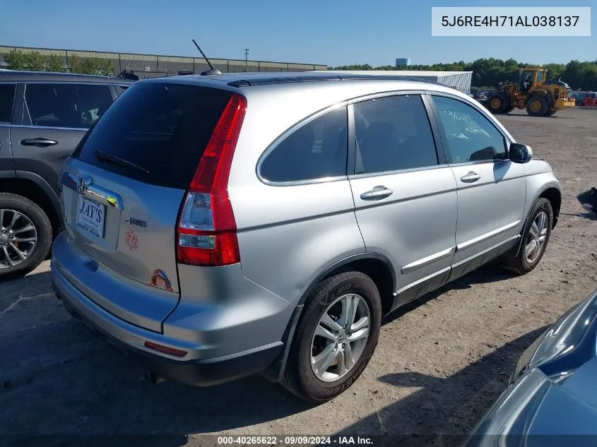 2010 Honda Cr-V Ex-L VIN: 5J6RE4H71AL038137 Lot: 40265622