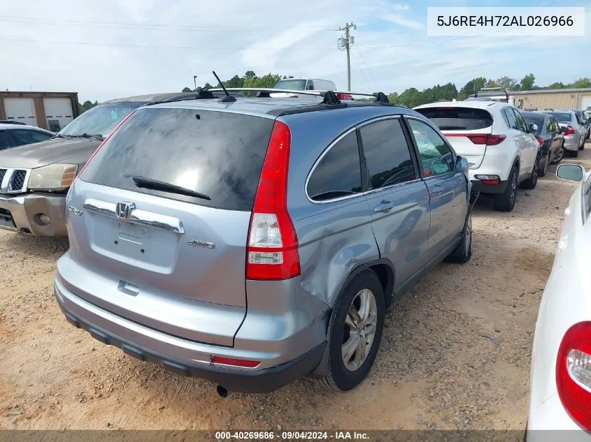 2010 Honda Cr-V Ex-L VIN: 5J6RE4H72AL026966 Lot: 40269686