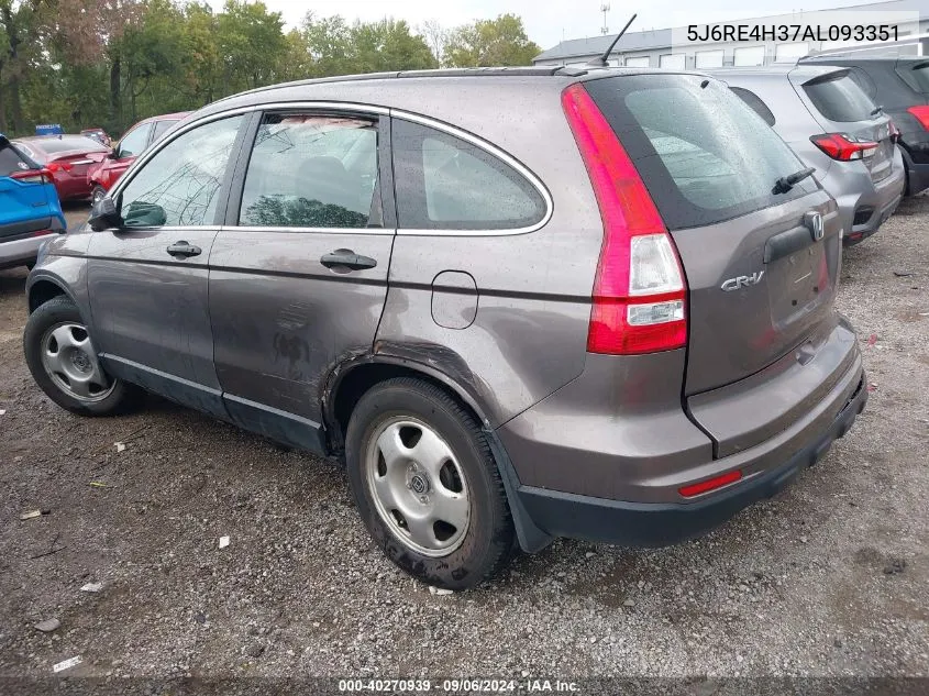 2010 Honda Cr-V Lx VIN: 5J6RE4H37AL093351 Lot: 40270939