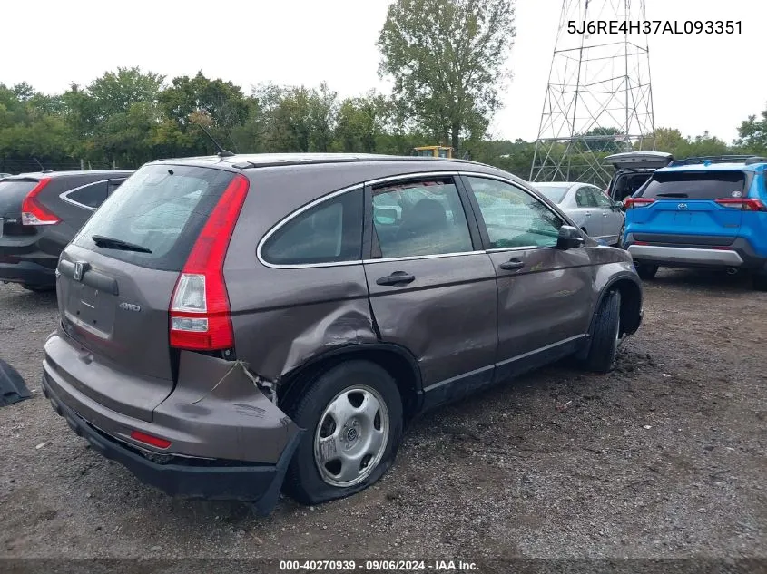 2010 Honda Cr-V Lx VIN: 5J6RE4H37AL093351 Lot: 40270939