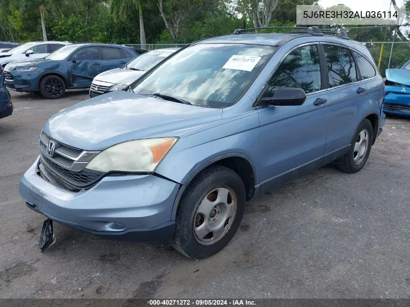 2010 Honda Cr-V Lx VIN: 5J6RE3H32AL036114 Lot: 40271272