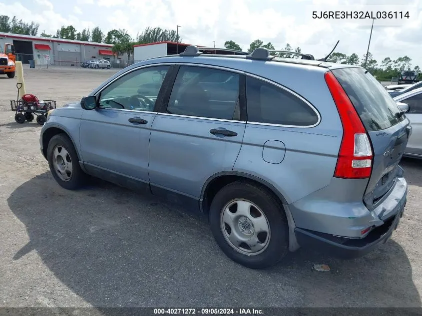 2010 Honda Cr-V Lx VIN: 5J6RE3H32AL036114 Lot: 40271272