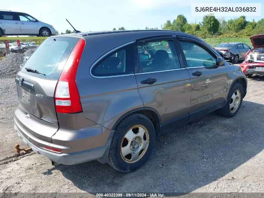 2010 Honda Cr-V Lx VIN: 5J6RE4H32AL036832 Lot: 40322399