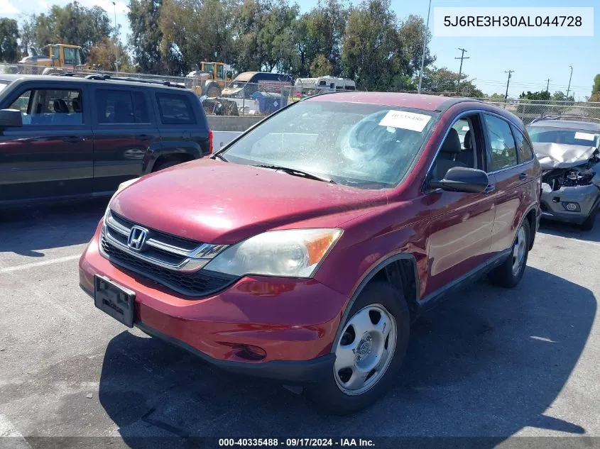 2010 Honda Cr-V Lx VIN: 5J6RE3H30AL044728 Lot: 40335488