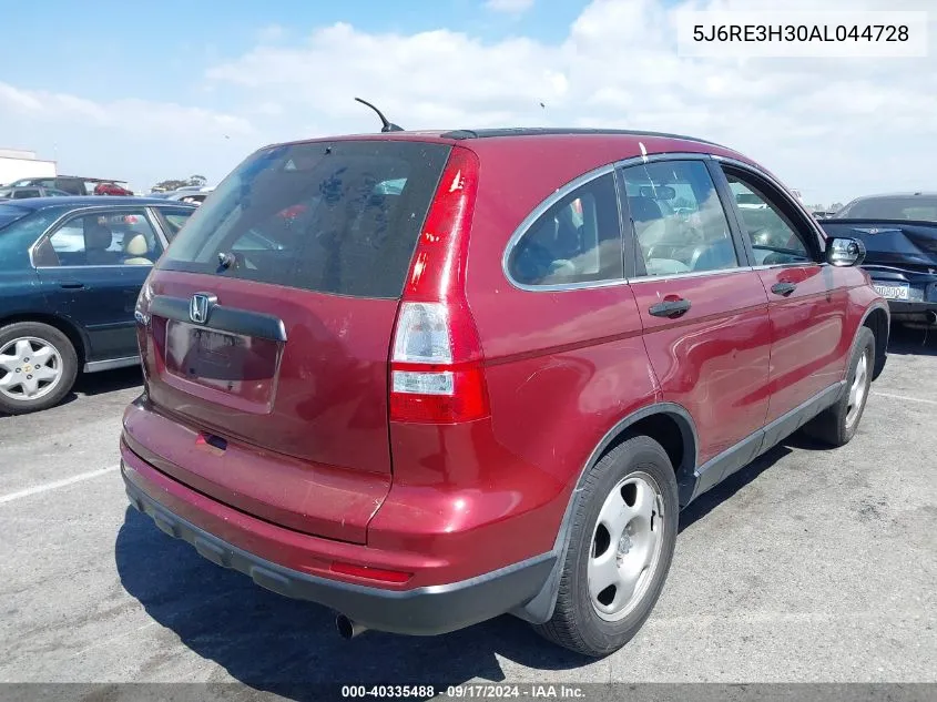 2010 Honda Cr-V Lx VIN: 5J6RE3H30AL044728 Lot: 40335488