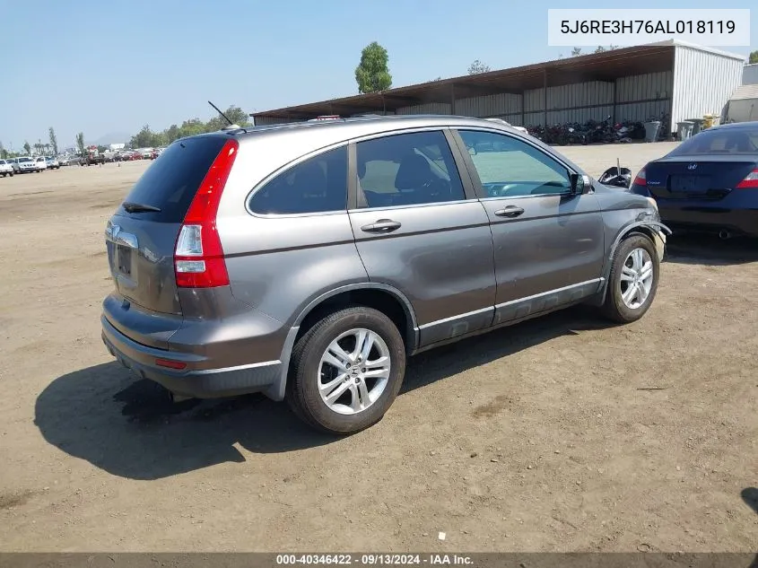 2010 Honda Cr-V Exl VIN: 5J6RE3H76AL018119 Lot: 40346422