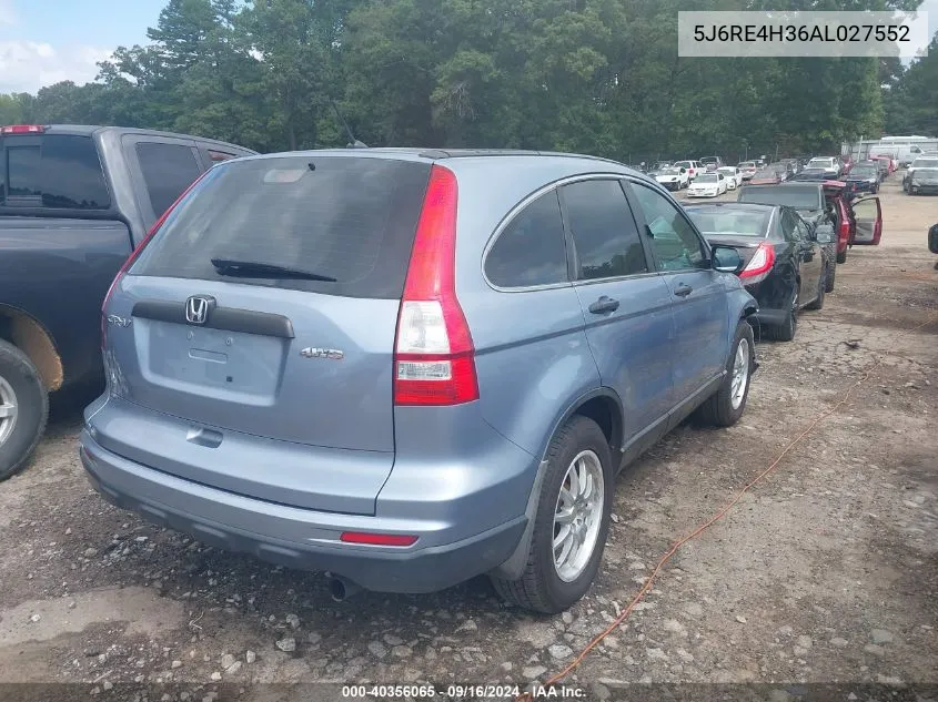 2010 Honda Cr-V Lx VIN: 5J6RE4H36AL027552 Lot: 40356065