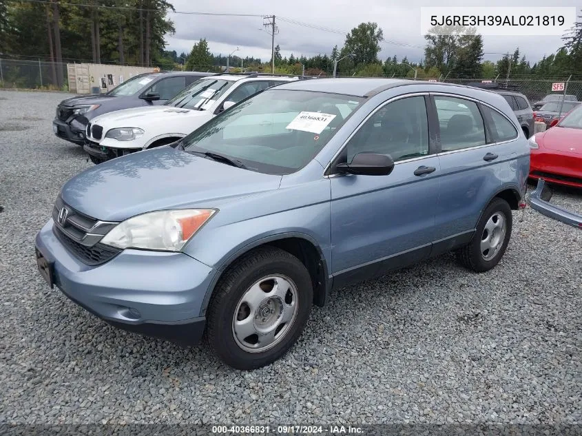 2010 Honda Cr-V Lx VIN: 5J6RE3H39AL021819 Lot: 40366831