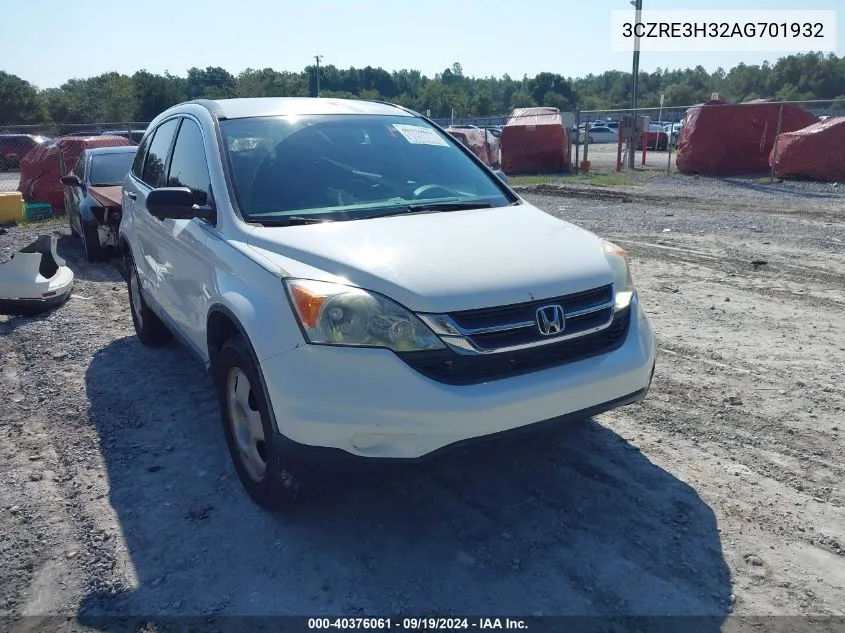 2010 Honda Cr-V Lx VIN: 3CZRE3H32AG701932 Lot: 40376061