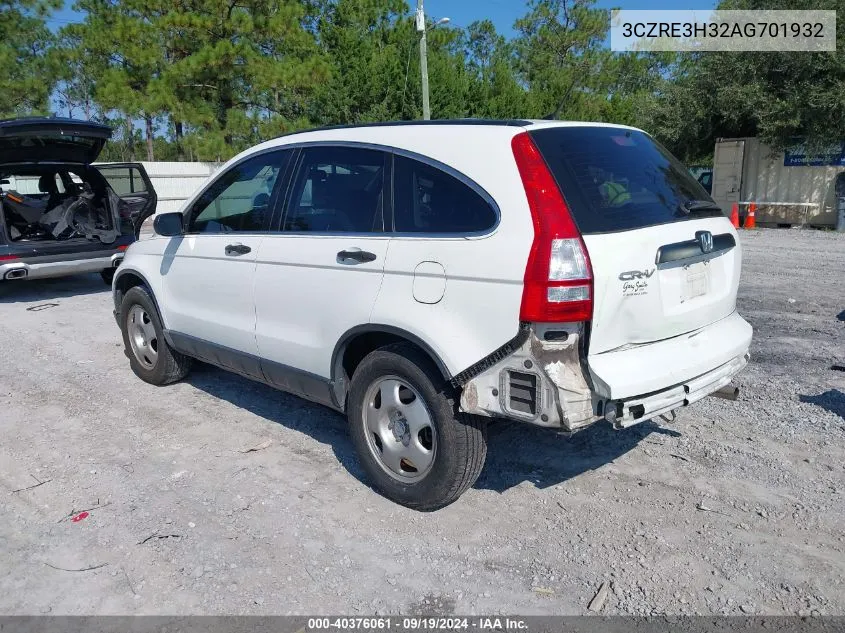 2010 Honda Cr-V Lx VIN: 3CZRE3H32AG701932 Lot: 40376061