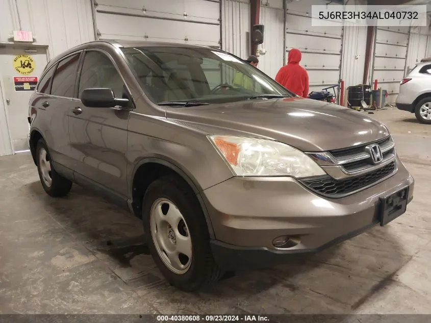 2010 Honda Cr-V Lx VIN: 5J6RE3H34AL040732 Lot: 40380608