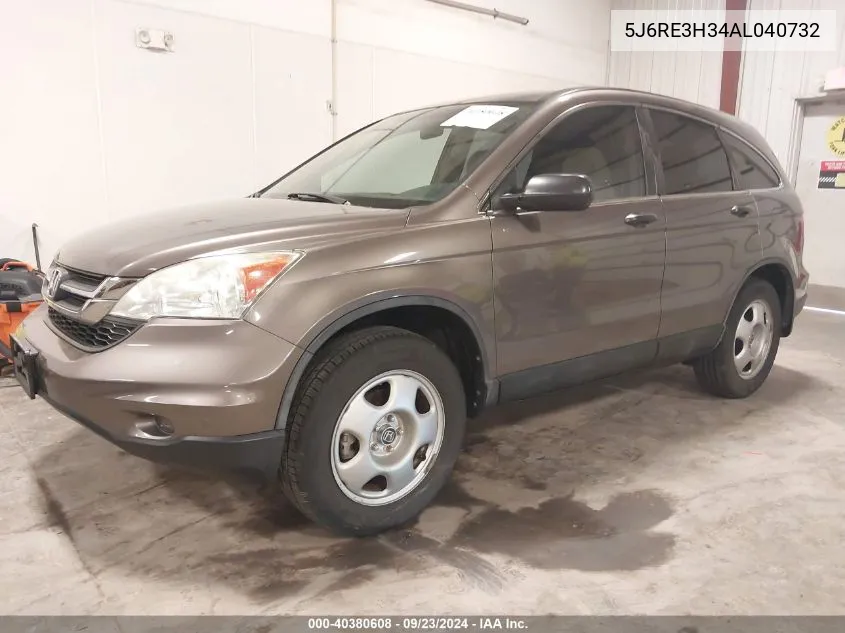 2010 Honda Cr-V Lx VIN: 5J6RE3H34AL040732 Lot: 40380608