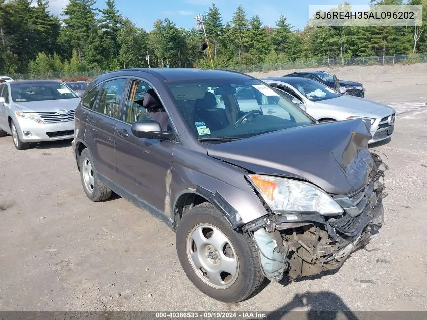 2010 Honda Cr-V Lx VIN: 5J6RE4H35AL096202 Lot: 40386533