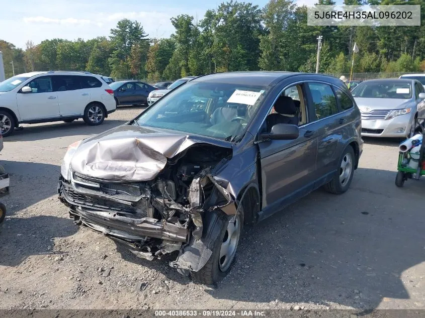 2010 Honda Cr-V Lx VIN: 5J6RE4H35AL096202 Lot: 40386533