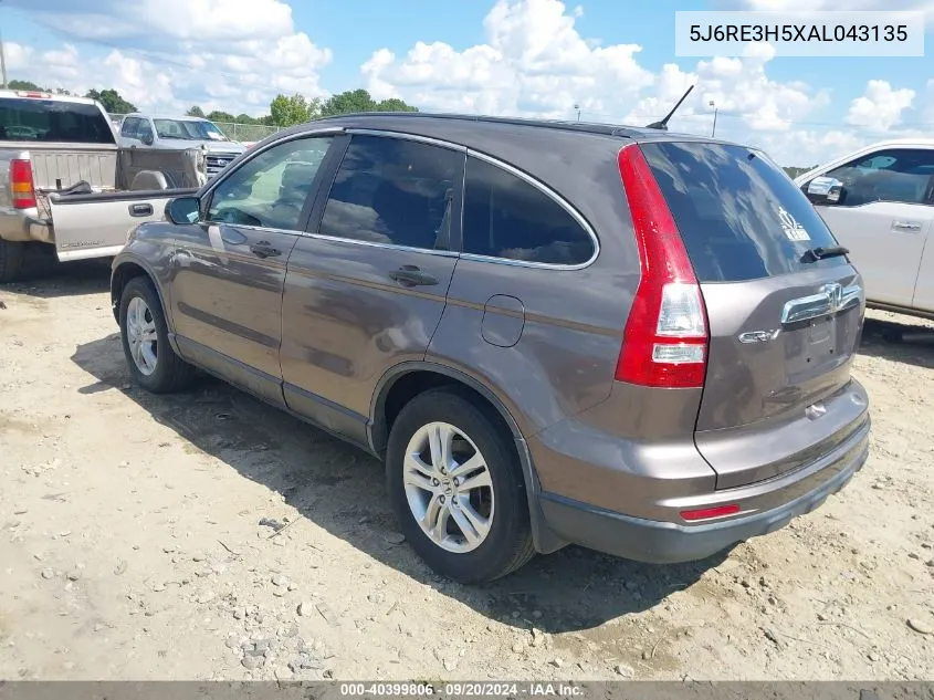 2010 Honda Cr-V Ex VIN: 5J6RE3H5XAL043135 Lot: 40399806